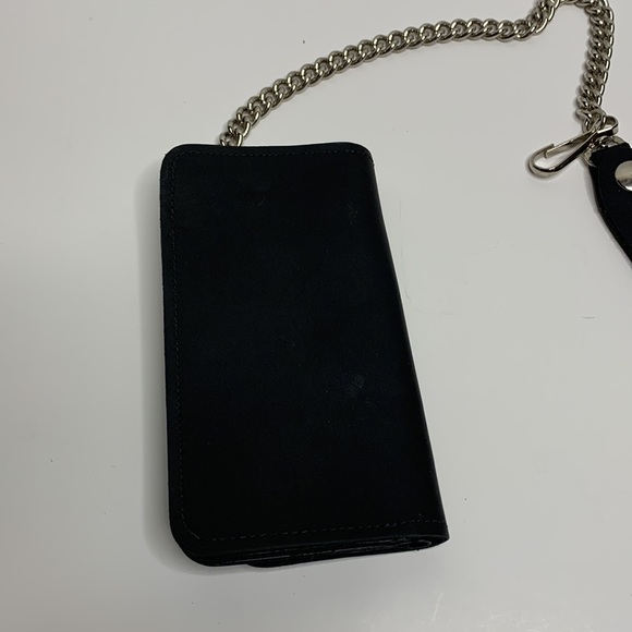 Black Leather Silver Chain Hook Wallet | Multi Compartment Money Card Holder NEW - Picture 7 of 9